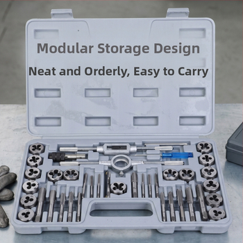 Set de 40 piese Tap and Die, unelte manuale pentru filetare metrică, set de reparare a filetelor din oțel carbon