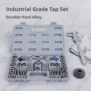 Set de 40 piese Tap and Die, unelte manuale pentru filetare metrică, set de reparare a filetelor din oțel carbon