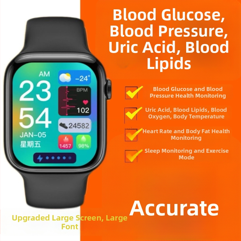 Smartwatch cu monitorizare în timp real a glicemiei, tensiunii arteriale, ritmului cardiac, lipidelor și acidului uric, cu precizie înaltă