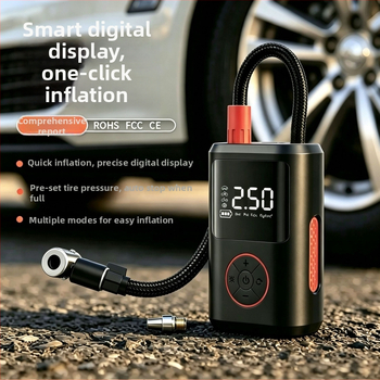 Bezdrôtová vzduchová pumpa do auta, prenosná multifunkčná hustilka pneumatík pre elektromobily, LED displej, automatické vypnutie, nabíjanie cez USB