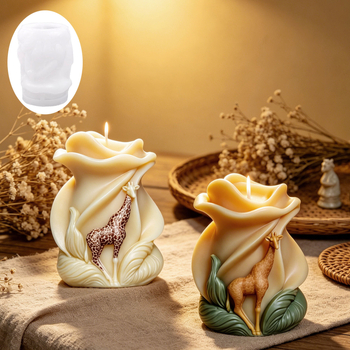 3D διακοσμητικό κερί ελάφι και ρόδο – DIY κιτ από ρητίνη, διακοσμητικά αρωματοθεραπείας για οικιακή διακόσμηση