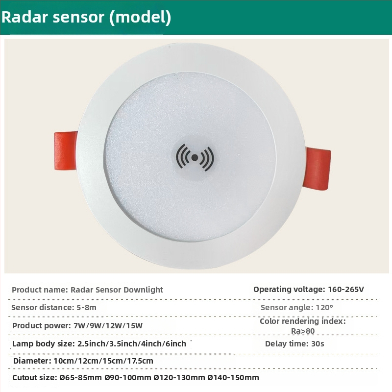 Υπερλεπτός ενσωματωμένος οροφικός downlight με ανίχνευση κίνησης μέσω ραντάρ, για διαδρόμους και σκάλες – έλεγχος ήχου και φωτός
