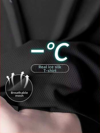 Νέο T‑shirt σε Hong Kong στυλ με πλέγμα Ice Silk, γρήγορο στέγνωμα, κοντό μανίκι για άνδρες, αναπνεύσιμη, με στρογγυλό λαιμό για το καλοκαίρι