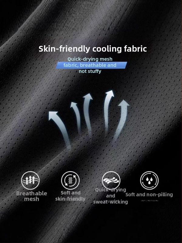Νέο T‑shirt σε Hong Kong στυλ με πλέγμα Ice Silk, γρήγορο στέγνωμα, κοντό μανίκι για άνδρες, αναπνεύσιμη, με στρογγυλό λαιμό για το καλοκαίρι