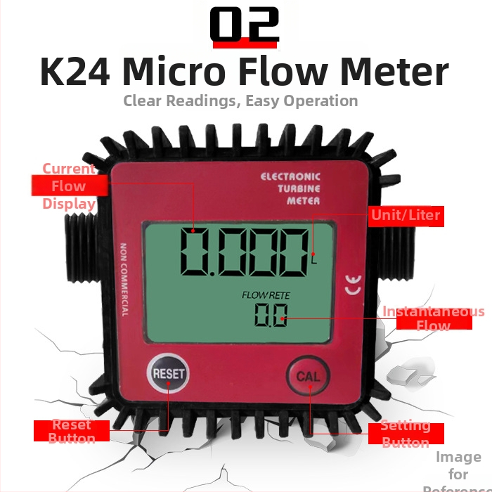 Turbínový prietokomer K24 s digitálnym displejom pre naftu, benzín, metanol, petrolej a vodu - rozsah prietoku 0,3-1,2, 4-cestný prietokomer