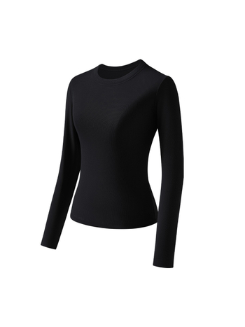 Γυναικεία μακρυμάνικη T‑shirt με ιαπωνικό casual στυλ, μονόχρωμη, στρογγυλός λαιμός, εφαρμοστή γραμμή, slim fit, φθινοπωρινό κλασικό
