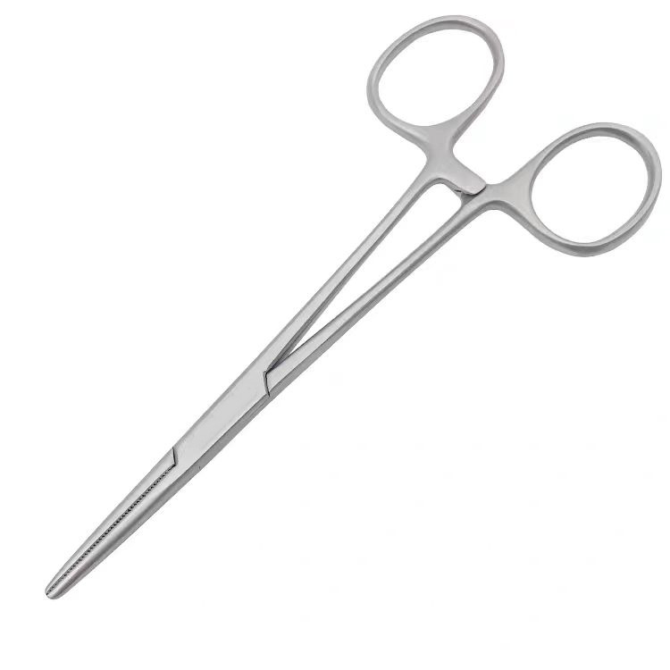 Rozsdamentes acélból készült hemostát fogó egyenes és görbe végű csúccsal, kampó eltávolító eszköz, háziállat-csipesz és horgászcsipesz