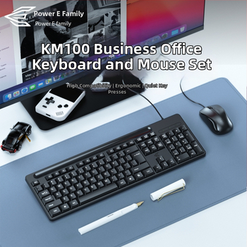 KM100 USB-s kábeles billentyűzet- és egérszett asztali számítógéphez és laptophoz