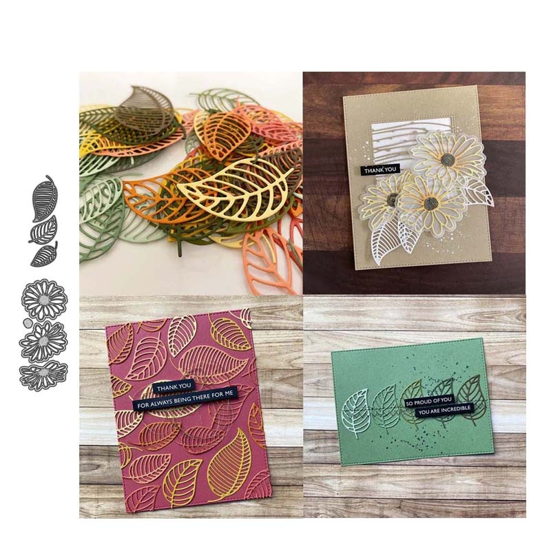 Levél- és virágvágó sablon scrapbookinghez, szénacél gravírozó sablon