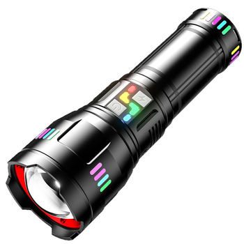 50W alumíniumötvözetes lámpa fehér lézerrel, zoom, 500 m hatótáv, USB töltés, 4800mAh akkumulátor, power bank funkció, 360° forgó fej