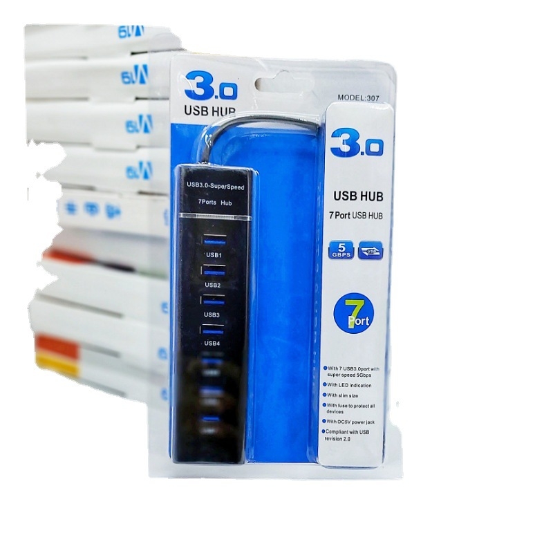 USB 3.0 4-portos hub 1,2 m kábellel, laptop és asztali számítógéphez