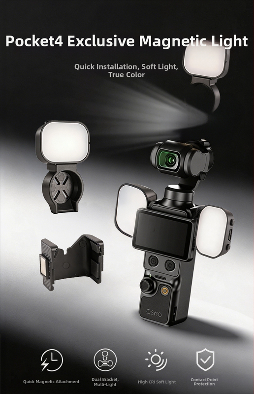 DJI Pocket 4 mágneses fénykészlet, három színhőmérséklettel, hordozható sminkfény akciókamerákhoz