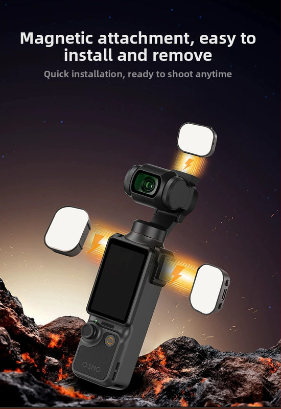 DJI Pocket 4 mágneses fénykészlet, három színhőmérséklettel, hordozható sminkfény akciókamerákhoz