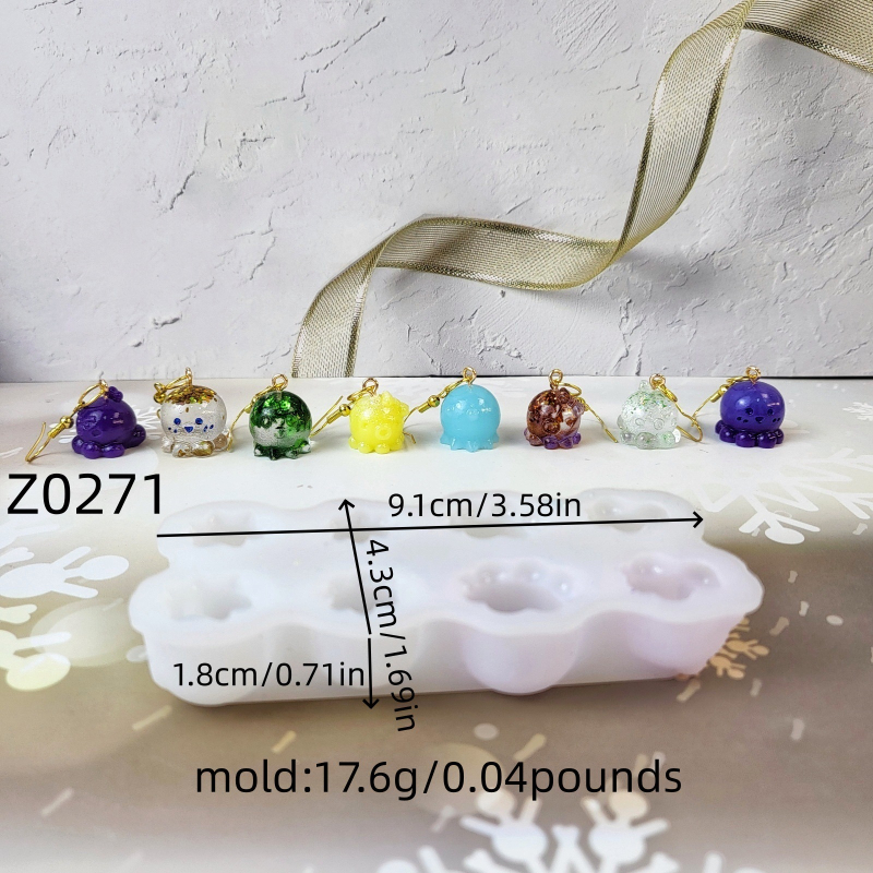 3D-s polip fülbevaló szilikon forma DIY ékszerkészítéshez