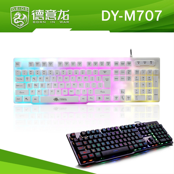 Deyilong DY-M707 RGB háttérvilágítású gamer billentyűzet, kábeles, 104 gomb, acéllemez