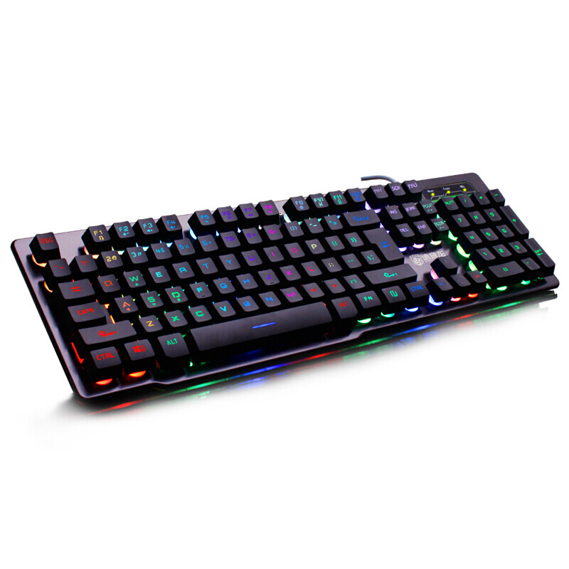 Deyilong DY-M707 RGB háttérvilágítású gamer billentyűzet, kábeles, 104 gomb, acéllemez