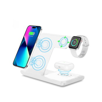 Három az egyben vezeték nélküli töltő hajtogatható tartóval, 15W gyorstöltés, Apple Watch, Huawei Watch, iPhone és Android telefonokhoz