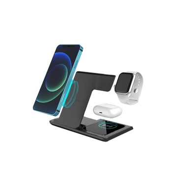 Három az egyben vezeték nélküli töltő hajtogatható tartóval, 15W gyorstöltés, Apple Watch, Huawei Watch, iPhone és Android telefonokhoz