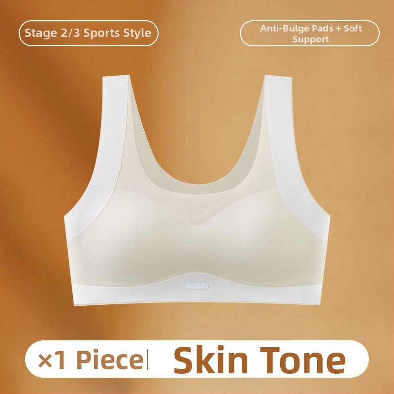 Varratlan sportmelltartó tinédzsereknek, 3/4 kosár, vékony formázott kosár, nylon-spandex anyag, légáteresztő és kényelmes, pamut bélés
