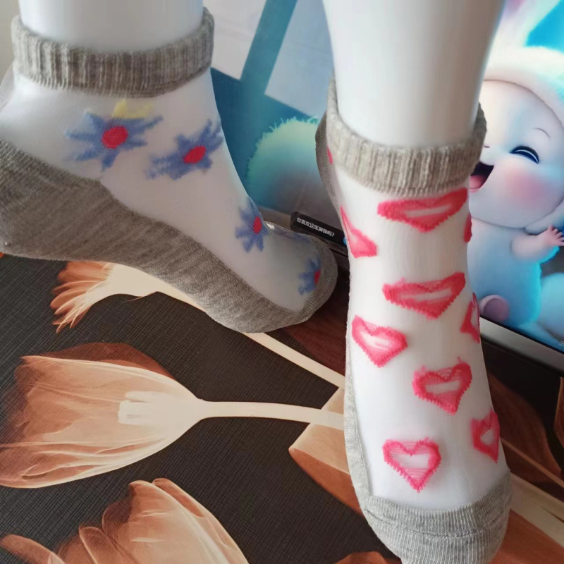 Ultra vékony nyári pamut zokni Ice Silk hálós mintával, légáteresztő és sokoldalú, női koreai stílusú rövid zokni, láthatatlan