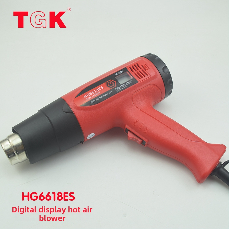 TGK-HG6618ES ipari forró levegős pisztoly digitális hőmérséklet kijelzővel és hőmérséklet-szabályozással, hőzsugorításra, hegesztésre és festékfilmes alkalmazásra