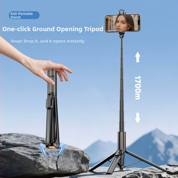 K60 selfie bot tripod fókuszállítással és távirányítóval - hordozható telefontartó élő közvetítéshez