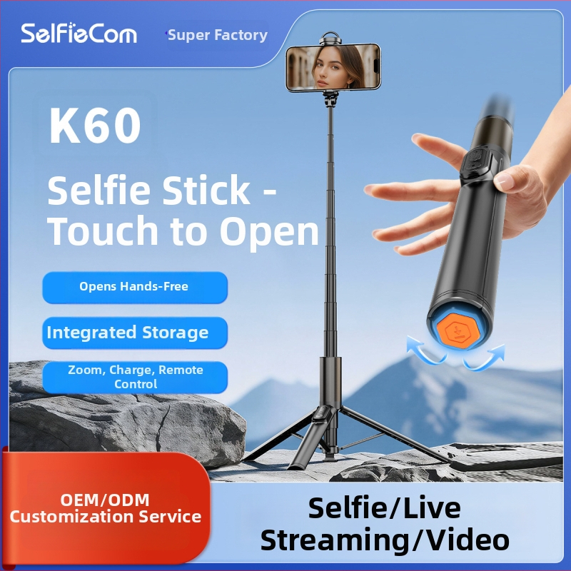 K60 selfie bot tripod fókuszállítással és távirányítóval - hordozható telefontartó élő közvetítéshez