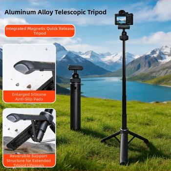 DJI Action6/5Pro/4/3 akciókamerákhoz készült teleszkópos kiterjesztő rúd mágneses gimbal-tartóval