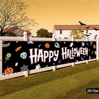 Halloween party banner fekete macska kastély mintával udvar dekorációhoz