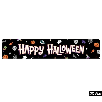 Halloween party banner fekete macska kastély mintával udvar dekorációhoz