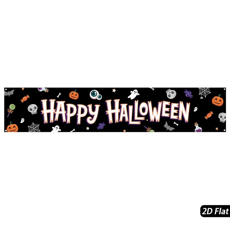 Halloween party banner fekete macska kastély mintával udvar dekorációhoz