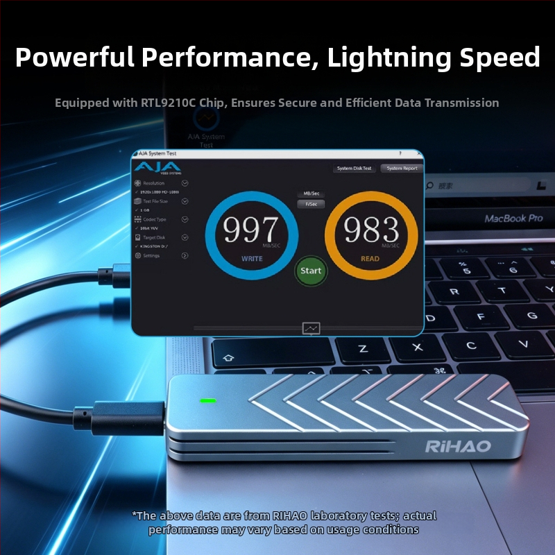 Rihao M.2 SSD külső ház, alumínium ötvözet, 10 Gbps, univerzálisan telefonokhoz és számítógépekhez