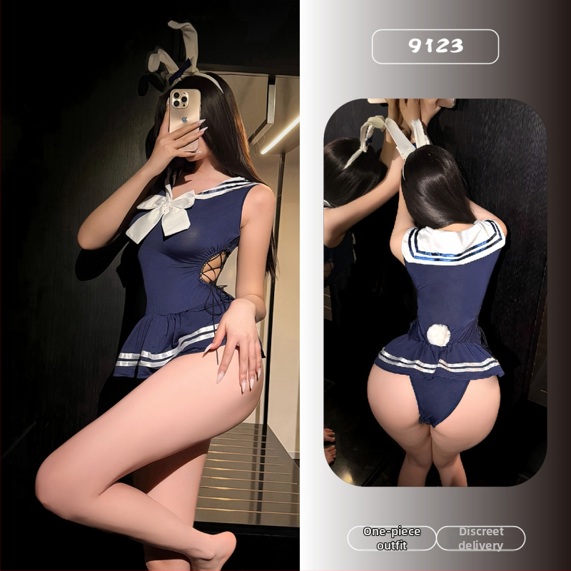 Narancssárga tematikájú erotikus fehérnemű, tiszta vágy és önfegyelmezés stílusa, szorosan illeszkedő egyenruha, bodysuit nyitott ágyékkal, nőknek QQNY