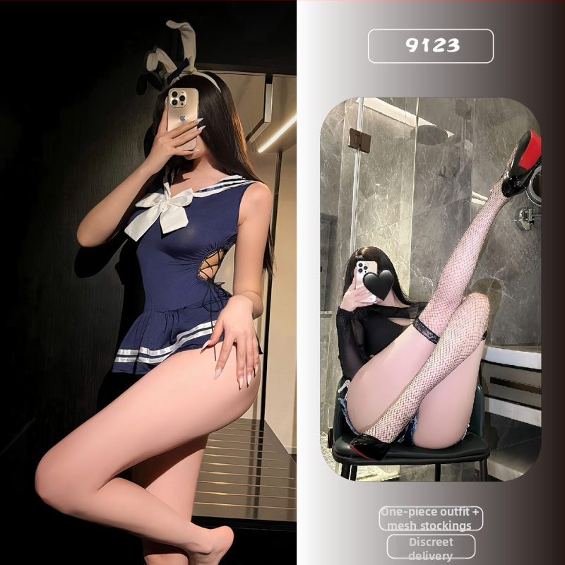 Narancssárga tematikájú erotikus fehérnemű, tiszta vágy és önfegyelmezés stílusa, szorosan illeszkedő egyenruha, bodysuit nyitott ágyékkal, nőknek QQNY