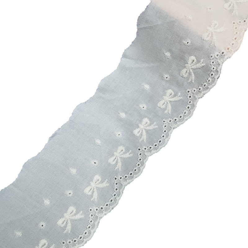 Készleten: pamutvászon, 6,5 cm-es masni, hímzett csipke szegély DIY zoknikhoz és otthoni pizsamyhoz