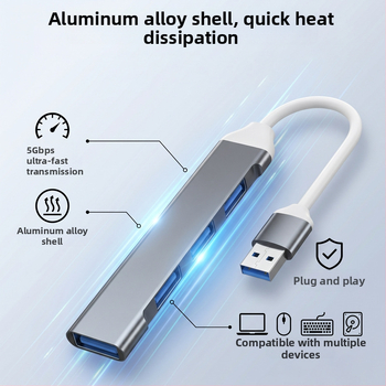 Type-C 4-in-1 USB hub, USB bővítő dokk, 1–4
