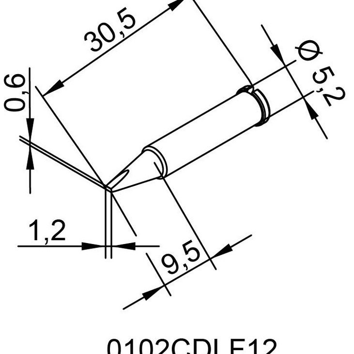 Hosszú élettartamú forrasztóhegy 0102CDLF12, kompatibilis az ERSA I-TOOL-lal, 1,2 mm