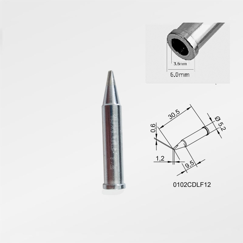 Hosszú élettartamú forrasztóhegy 0102CDLF12, kompatibilis az ERSA I-TOOL-lal, 1,2 mm