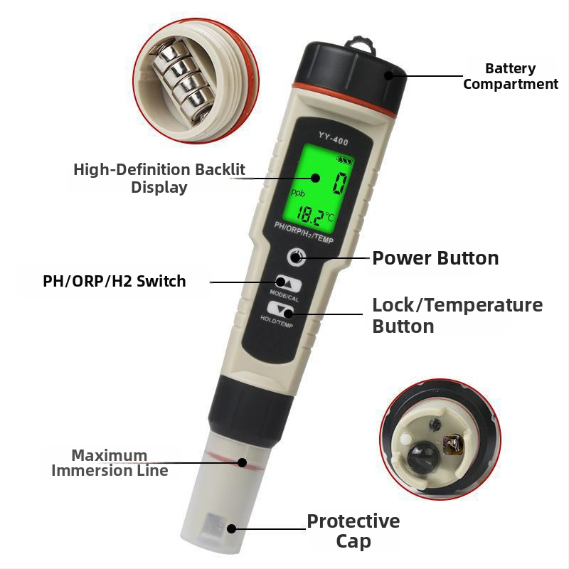 Viacparametrový tester vody na pH, ORP a obsah vodíka