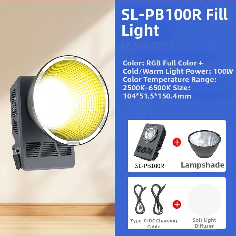 100W COB kitöltő fény fotózáshoz, kültéri hordozható RGB világítás fotózásra és élő közvetítéshez