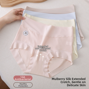 10A antibakteriális Lyocell mulberry selyem női magas derekú háromszög alsó, légáteresztő, plusz méret