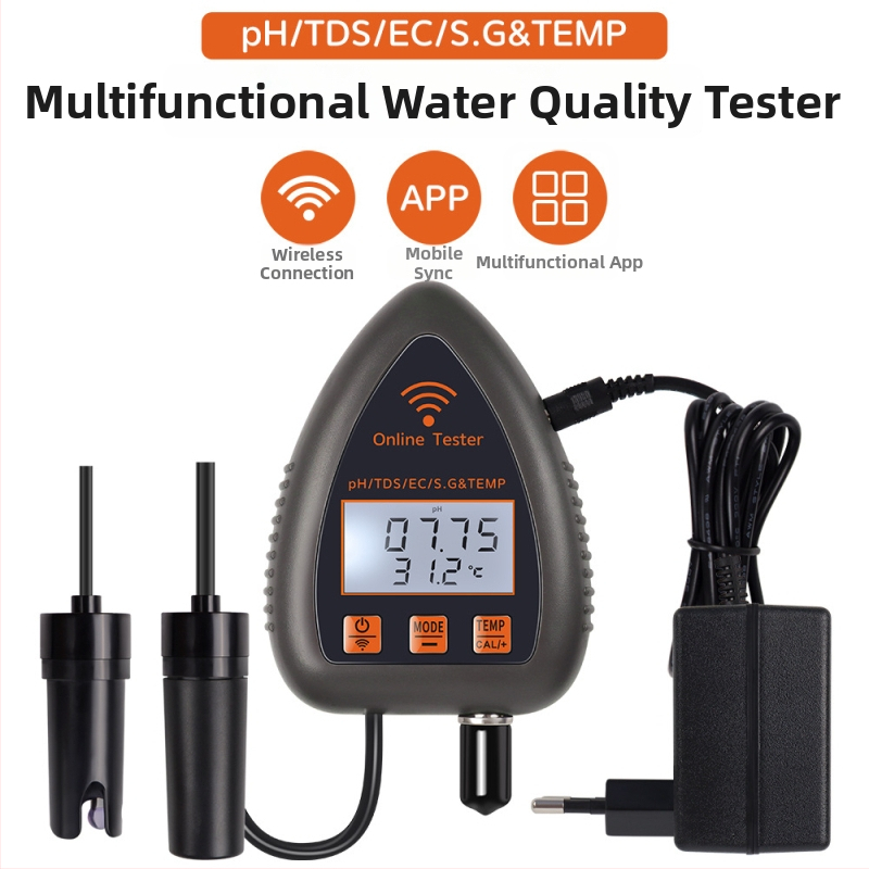 5-v-1 WiFi Bluetooth monitor kvality vody s pH, TDS, EC, SG a teplotou