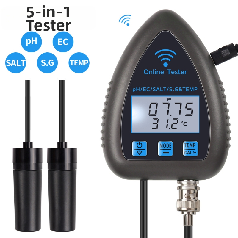 5-az-1-ben WiFi és Bluetooth vízminőség-monitor pH, TDS, EC, SG és hőmérséklet