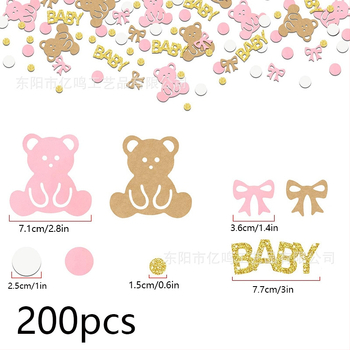 100 db színes papírkonfetti nemi felfedítésére szánt bulira – medve masni téma