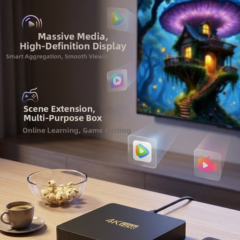 Q5 Android TV Box Bluetooth‑val, két sávos Wi‑Fi (2,4/5 GHz), hangvezérlés és képernyővetítés, Full HD