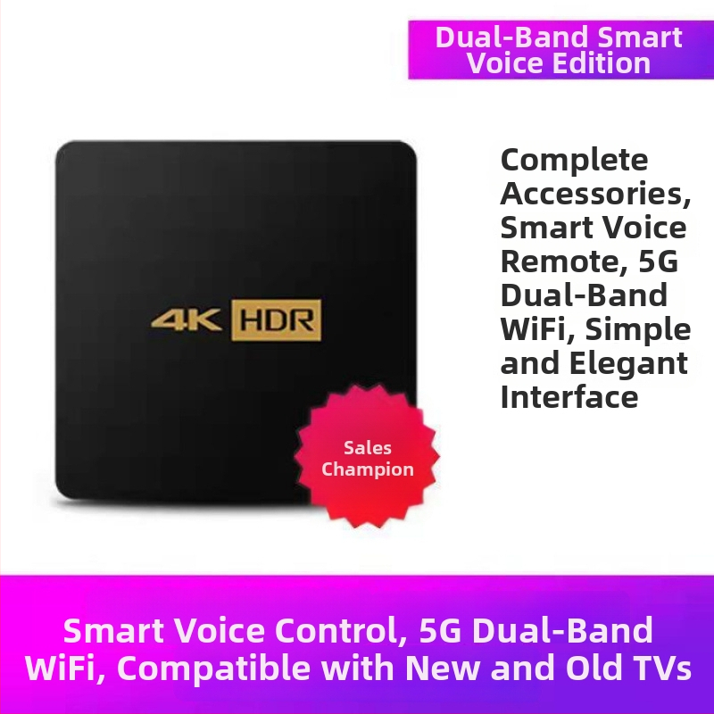 Q5 Android TV Box Bluetooth‑val, két sávos Wi‑Fi (2,4/5 GHz), hangvezérlés és képernyővetítés, Full HD