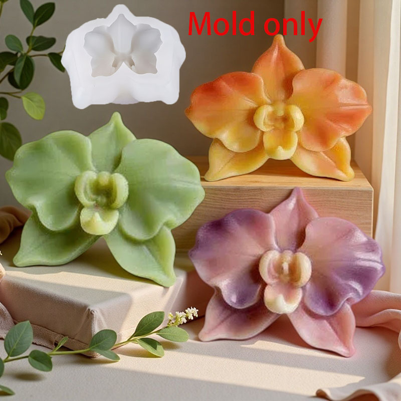 Csillag alakú 3D szilikon forma Phalaenopsis orchidával és napraforgóval, mousse torták díszítéséhez – DIY virág forma