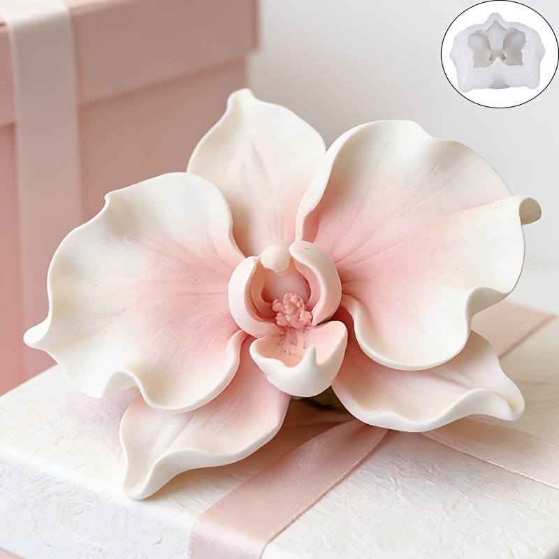 Csillag alakú 3D szilikon forma Phalaenopsis orchidával és napraforgóval, mousse torták díszítéséhez – DIY virág forma