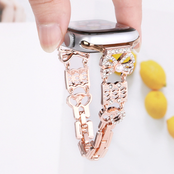 Masnival díszített gyémántos fém óraszíj Apple Watchhoz (iWatch 56789SE)