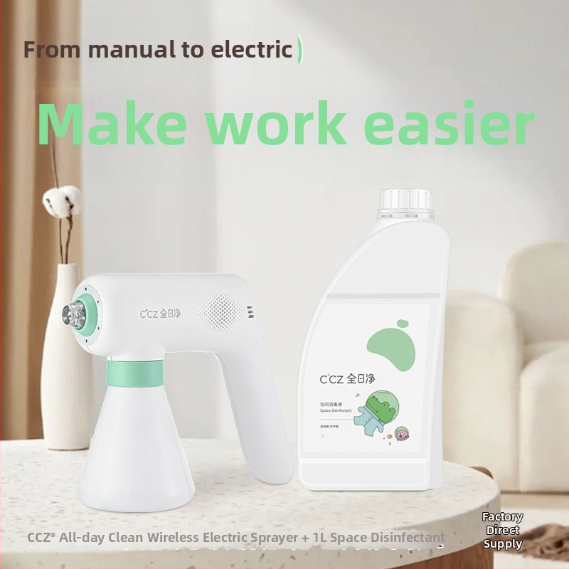 CCZ Elektromos háztartási fertőtlenítő spray fegyver, 1 L hipoklórossav belső levegő tisztításhoz